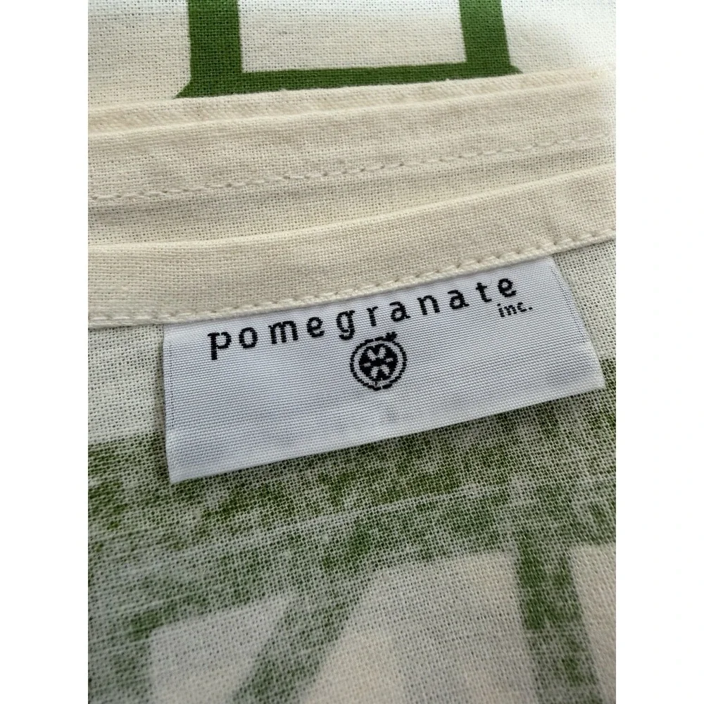 Pomegranate‎ Fruit Print Tablecloth 92x60 Cotton Green White Decorative